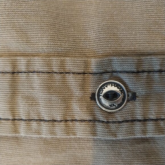 Tony Hawk Shirt Mens Large Olive Green 100% Cotton Button Down Collar Short Slv - Picture 6 of 10